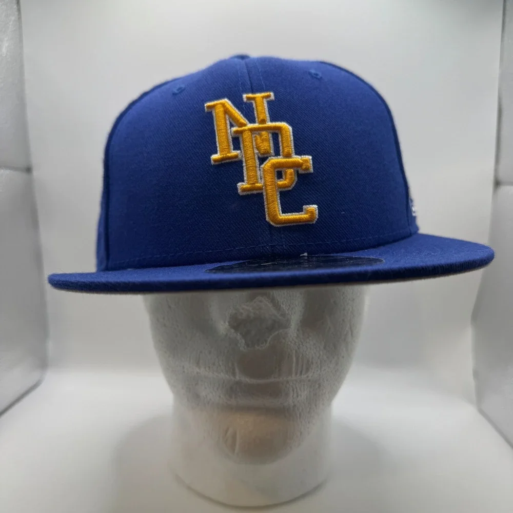 The Game 7 5/8 Fitted Hat Mens Blue NC Embroidered Flat Bill GP300 Cap